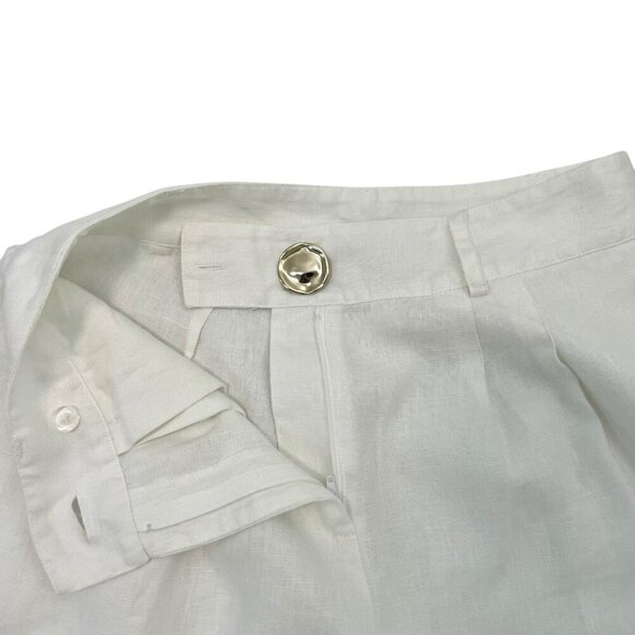SOFT SURROUNDINGS 100% Linen Pleated Cropped Wide Leg Pants Pockets White size 4 - Picture 6 of 13